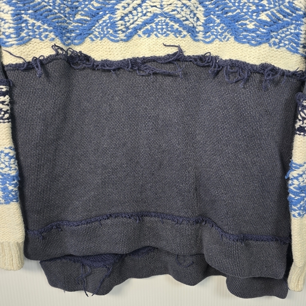 Free People Blue Aztec Tribal Soft Boho Snow Angel Angora Rabbit Hair Sweater S - Picture 9 of 16